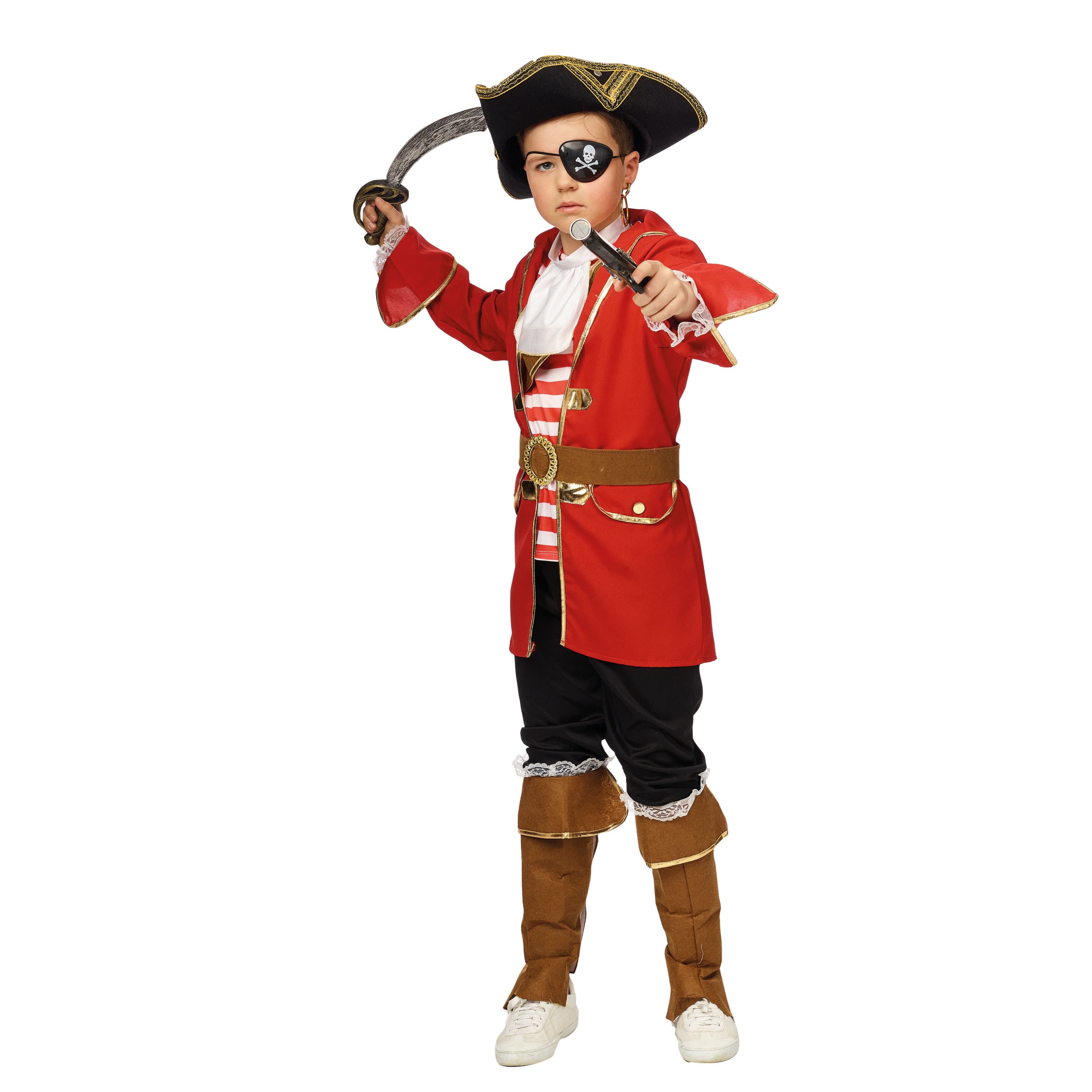 Carnaval verkleed kostuum Kapitein piraten pak - rood - voor kinderen 152 -
