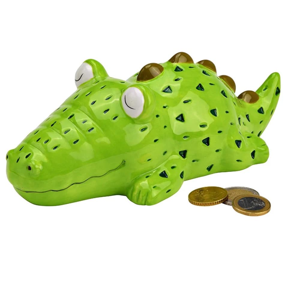 G. Wurm Spaarpot krokodil - voor kinderen - keramiek - 16 x 12 x 10 cm -
