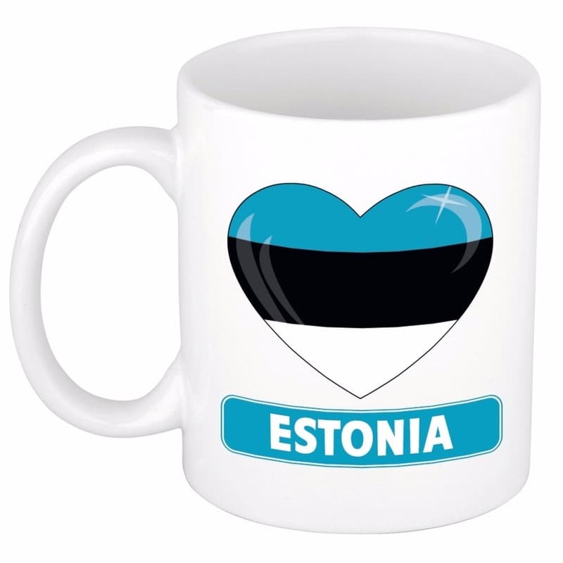 Hartjes vlag Estland koffiemok - drink beker - white - 300 ml -