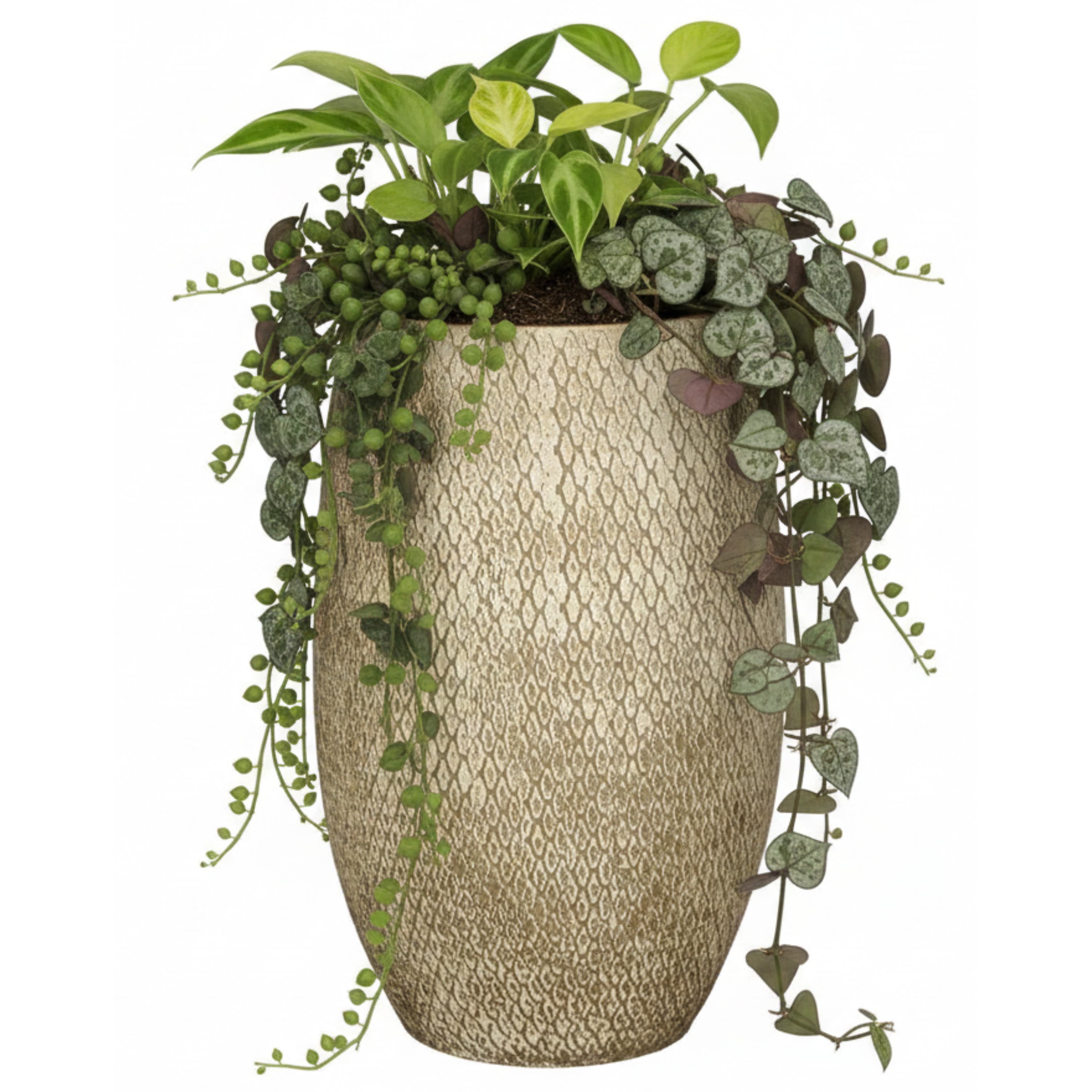 Mica decorations Bloempot / plantenpot Madeira - creme - 30 x 50 cm -
