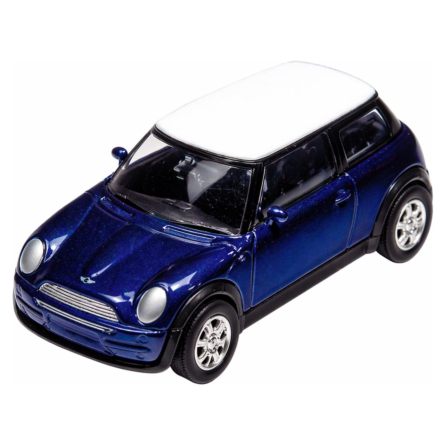 Goki Mini Cooper modelauto - blauw - 7 cm - schaal 1:60 - metaal - speelgoedwagen
