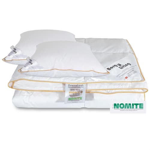 Duvet and Pillow Set - Summer Duvet 200x200 cm + 2 Pillows with Goose Down - Summer Goose Down Duvet and Pillow Set - Borg Living