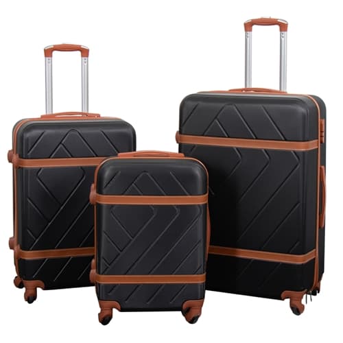 Luggage set - 3 pcs. - Hard-shell travel suitcases - Retro Black - Lightweight suitcases