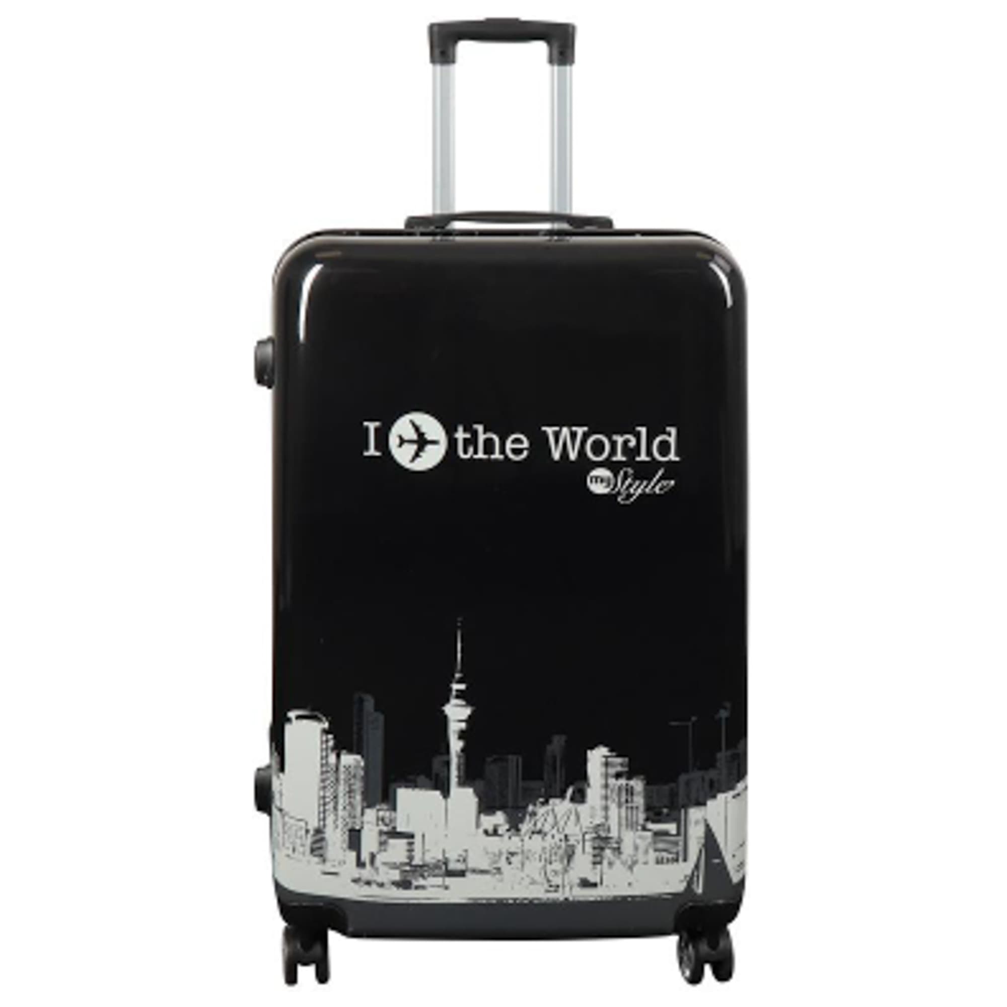 Grote koffer - Hardcase koffer met motief - New York City - Zwart - Exclusieve lichtgewicht koffer