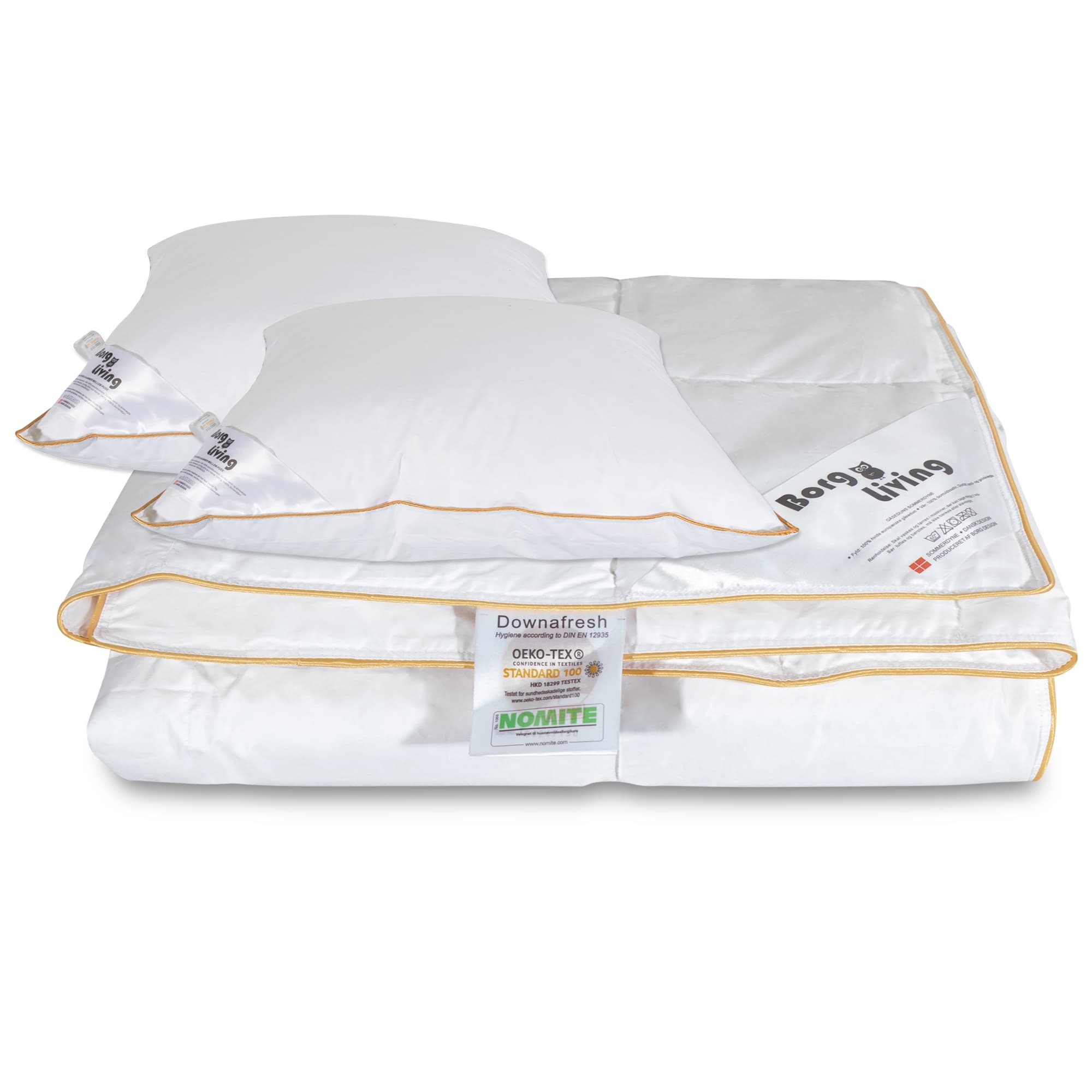 Dekbed kussenset - Zomerdekbed 200x200 cm + 2 kussens met ganzendons - Zomer ganzendons dekbed en kussenset - Borg Living