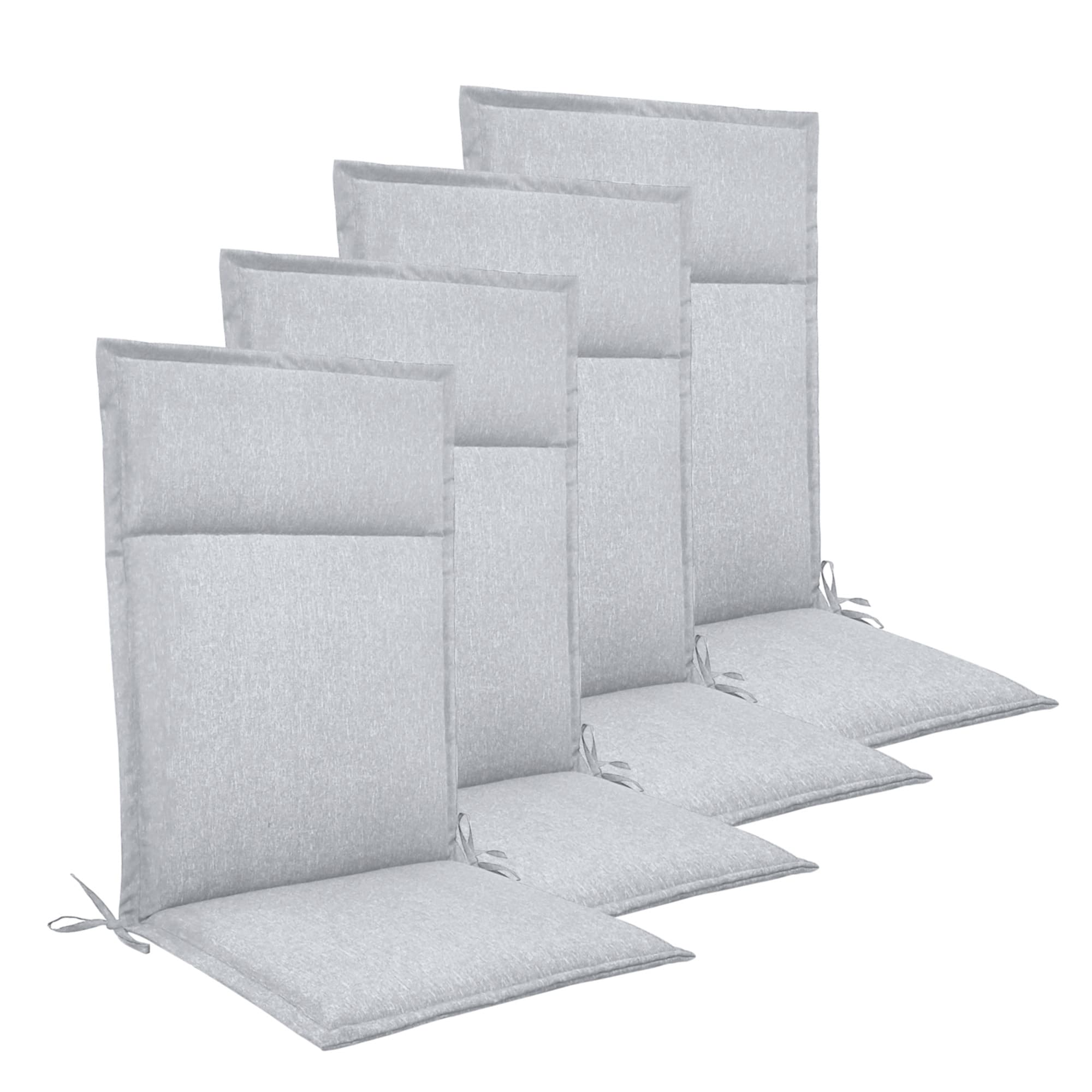 Tuinkussenpakket voor verstelbare stoel 4 stuks - Grijze universele kussens met 5 cm schuimvulling - Goed comfort schuim & UV-beschermde hoes -