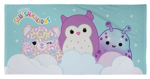Squishmallows handdoek - 70x140 cm - 100% katoen - Zachte badhanddoek met de populaire knuffels