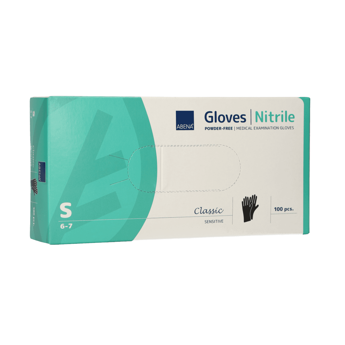 Abena poedervrije nitrile handschoenen maat small 100 stuks zwart