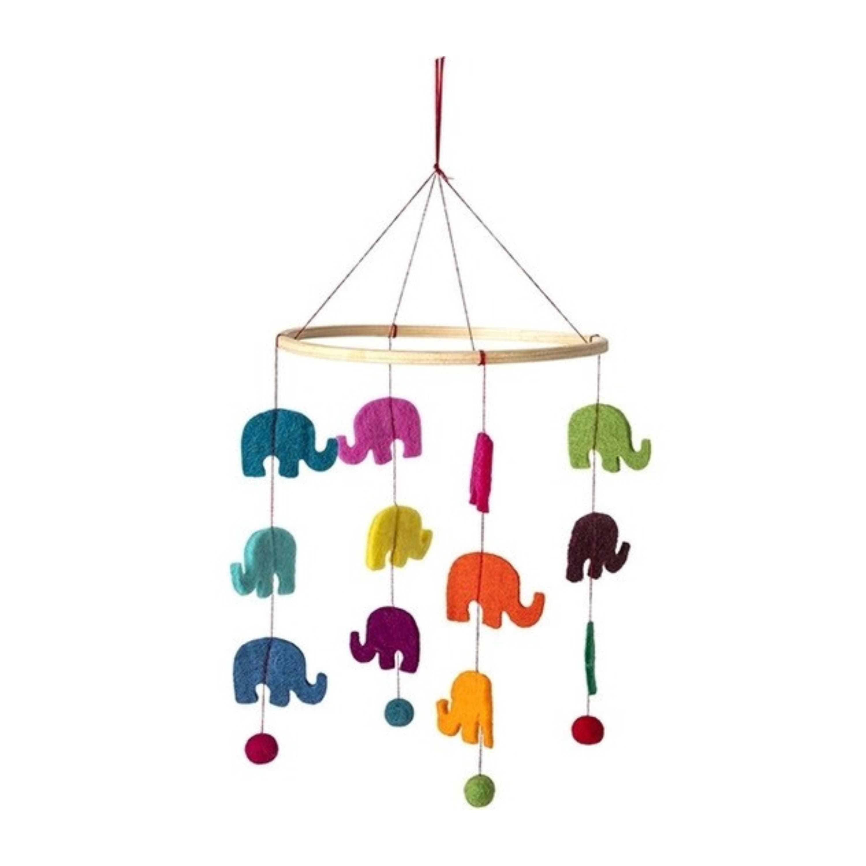 Baby mobiel/boxmobiel - olifanten thema - 45 cm - Hout/vilt - Babykamer