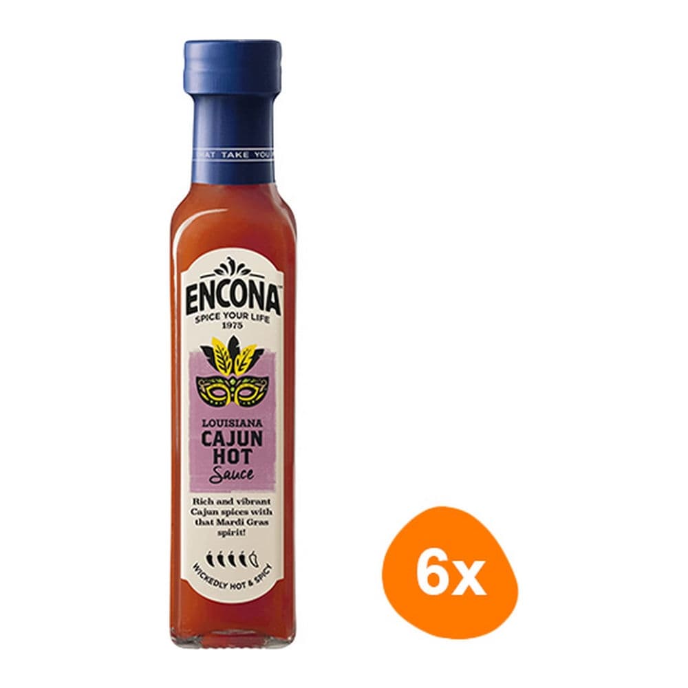 Encona | Louisiana Cajun Hot Sauce | 6 x 142 ml