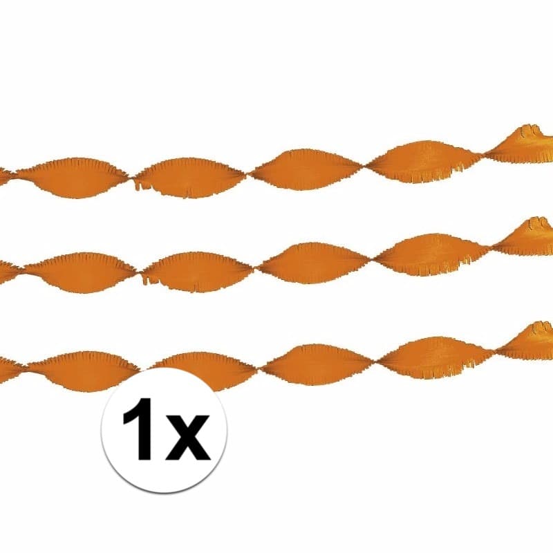 Crepe papier feest slingers/guirlande - 1x - 6 meter - oranje - feestversiering - uni kleuren