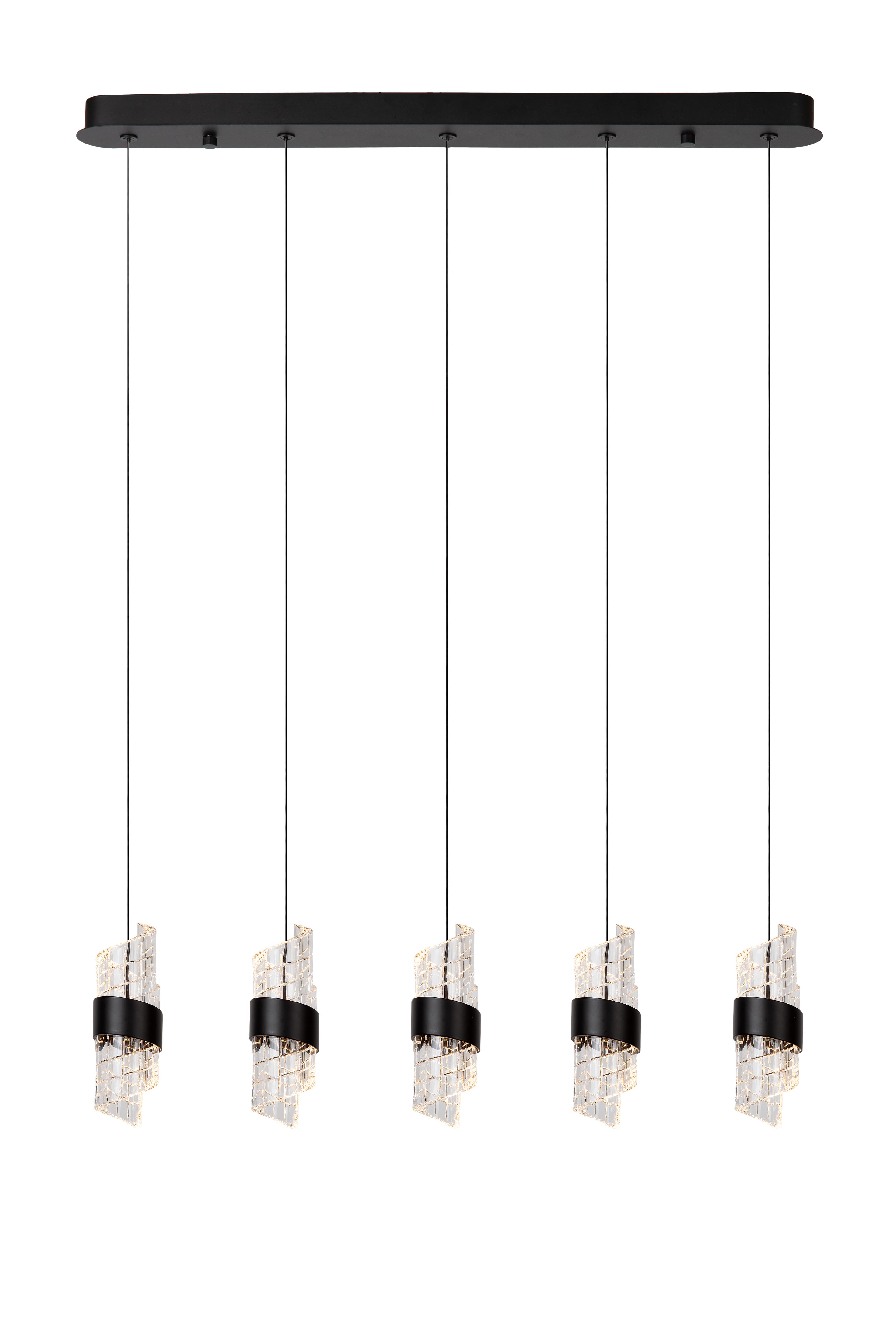 Lucide KLIGANDE - Hanglamp - LED Dimb. - 5x7,8W 2700K - Zwart