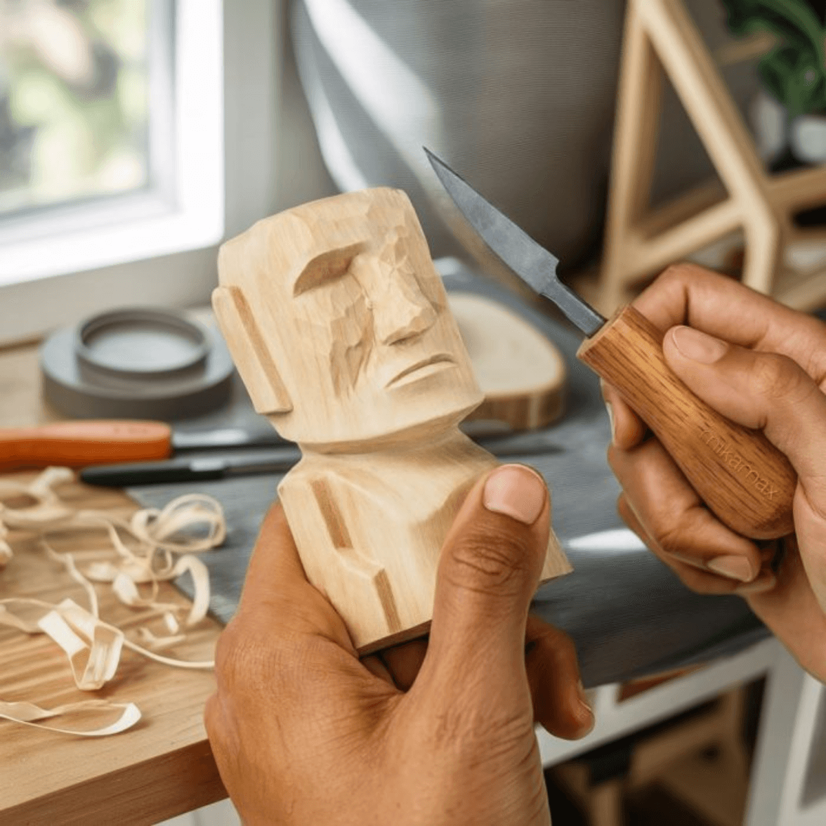 Moai Wood Carving Kit - Creatief DIY Cadeau - Inclusief Gereedschap