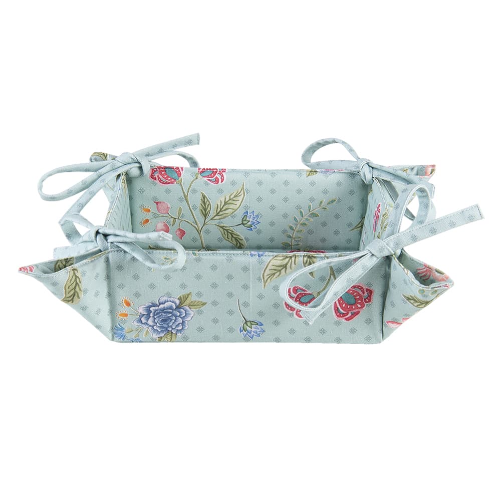 Broodmand 35x35x8 cm Blauw Groen Katoen Bloemen