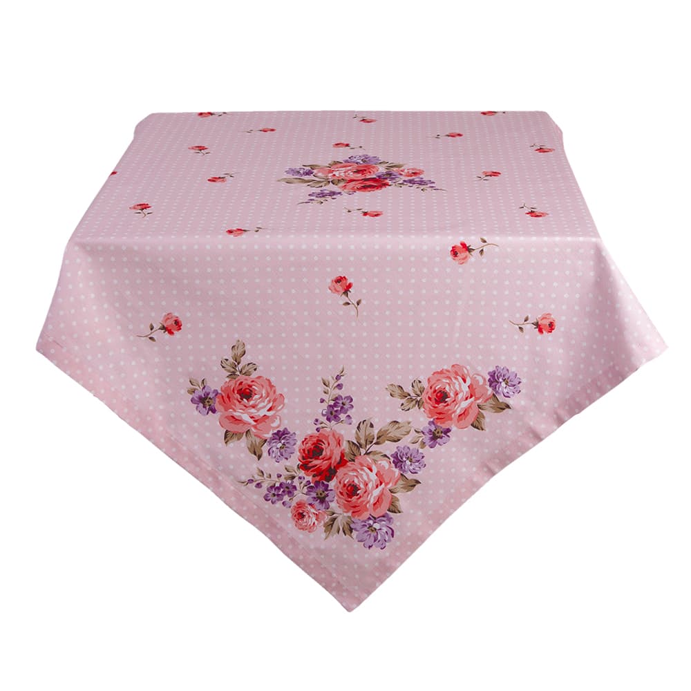 Nappe 130x180 cm Rose Violet Coton Roses
