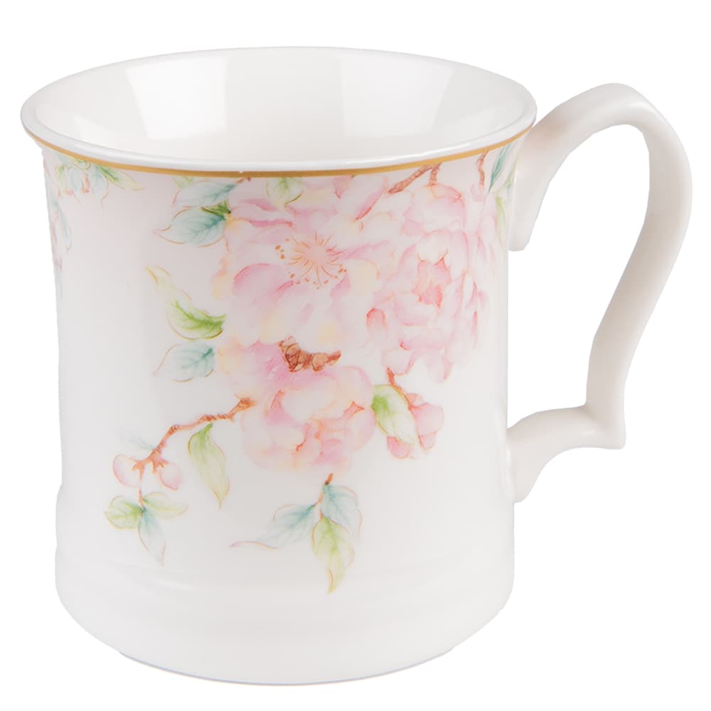 Clayre & Eef Mok 414 ml Wit Roze Porselein Bloemen