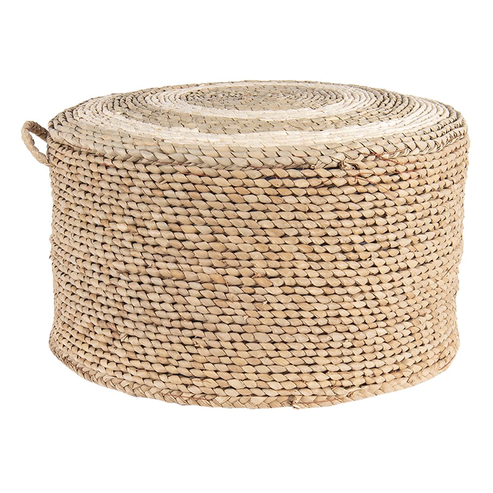 Pouf Ø 40x23 cm Braun Stroh