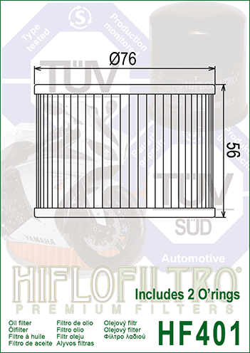 HF401 Premium Oliefilter voor Motorfietsen Hiflo Filtro