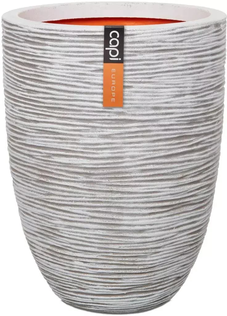 Capi nature elegant laag rib nl kunststof vaas 46x58 cm ivoor