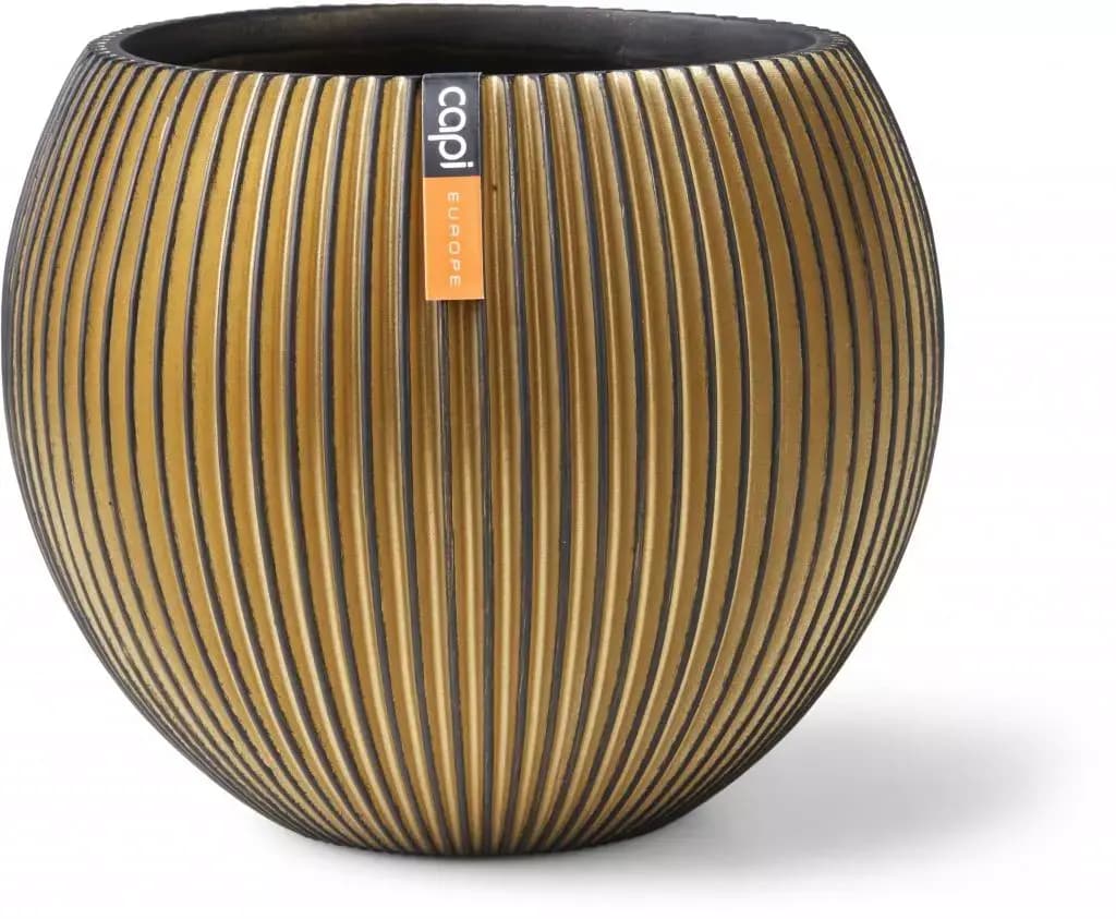 Capi nature groove indoor bol bloempot 12x10 cm zwart goud