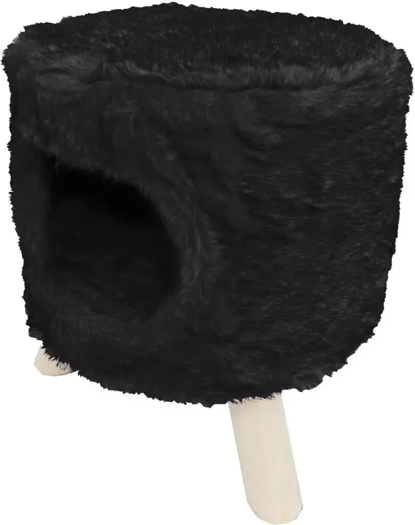 Poef rond pluche met gat Ø 42x50 cm zwart