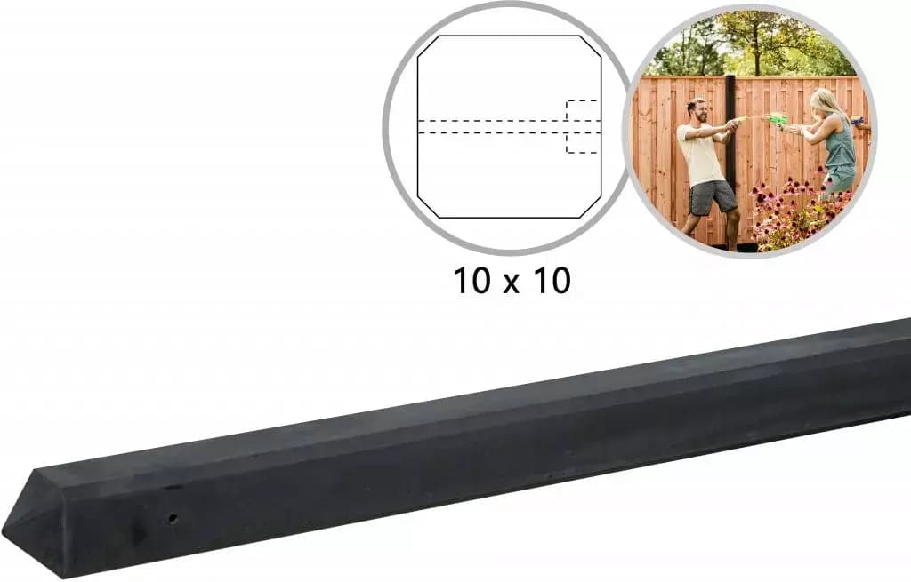 Woodvision eindpaal beton diamantkop 10x10x280 cm antraciet ongecoat