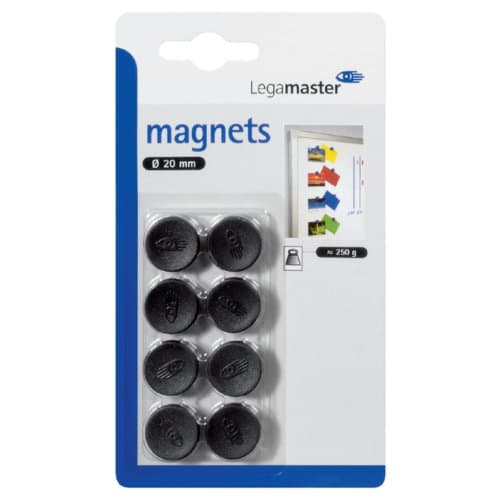 Magneet legamaster 20mm 250gr zwart 8 stuks