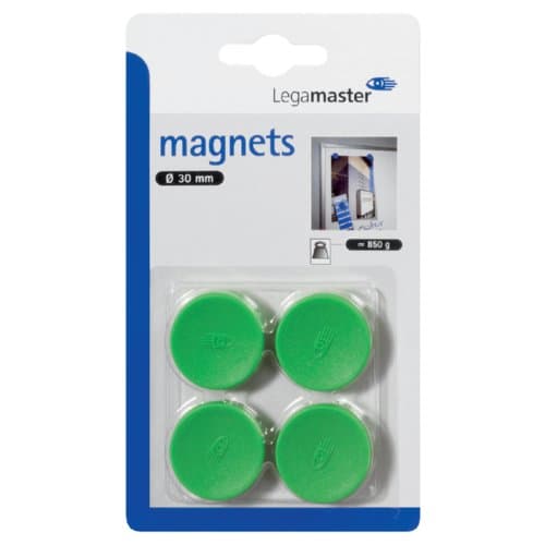 Magneet legamaster 30mm 850gr groen 4 stuks