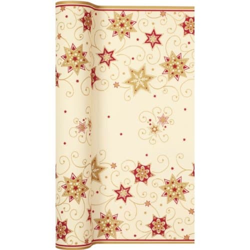 Home fashion kerst tafelloper, formaat 490 x 40 cm. - stars & swirls gold