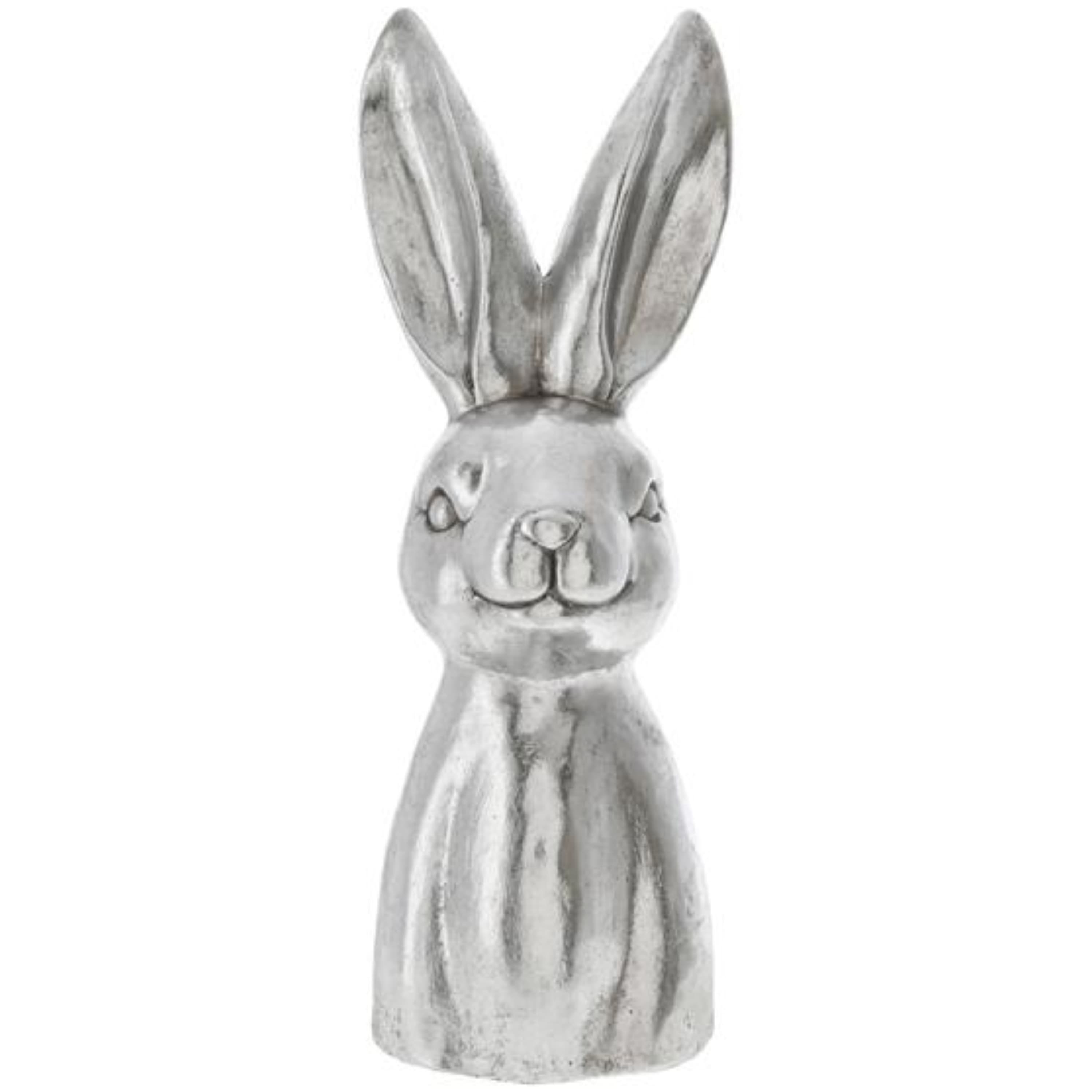 Decoratie beeld paashaas - borstbeeld - zilver - polyresin - 51 cm - haas / konijn - paasdecoratie