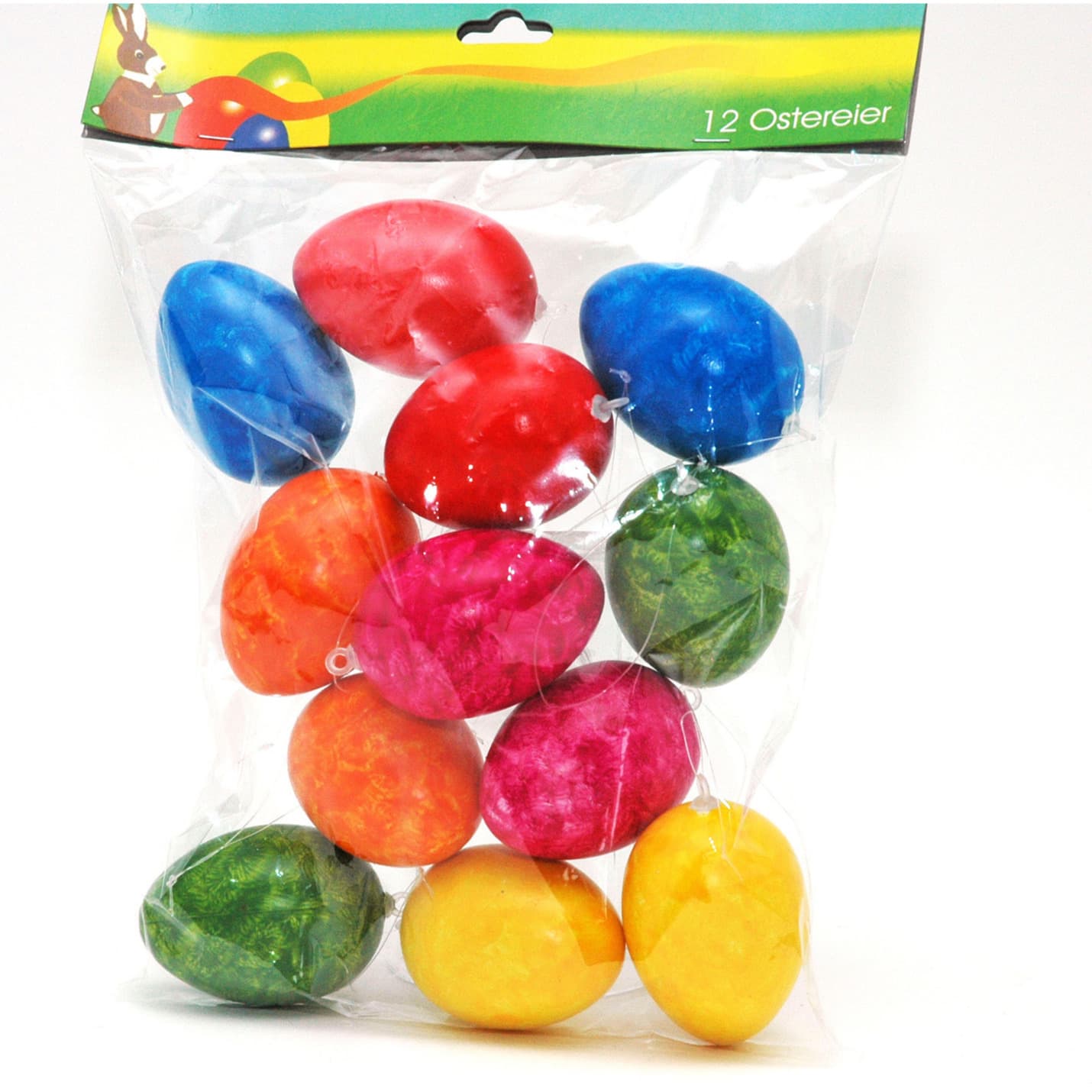 Season Deco Paaseieren hangdecoraties -12x stuks - Paasversiering - kleurenmix - 6 cm