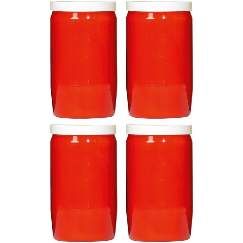 Grafkaars/gedenklicht - 4x - rood - 7 x 18 cm - 9 dagen brandtijd