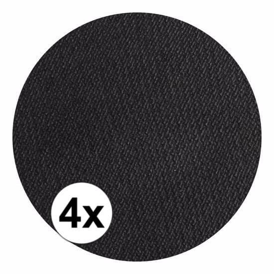 Superstar grimeer schmink - 4x - zwart - 16 gram - carnaval/verkleed thema