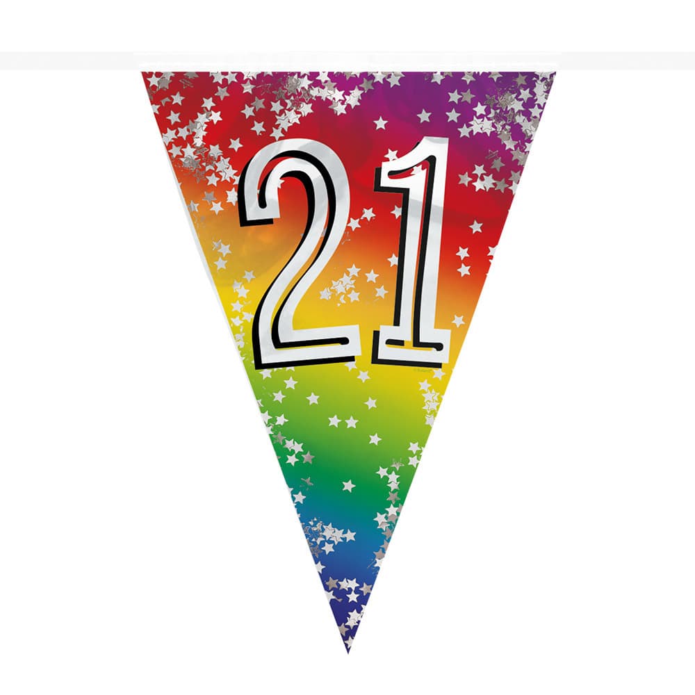 Boland Vlaggenlijn 21 jaar - 6 meter - glitter - slinger - verjaardag -