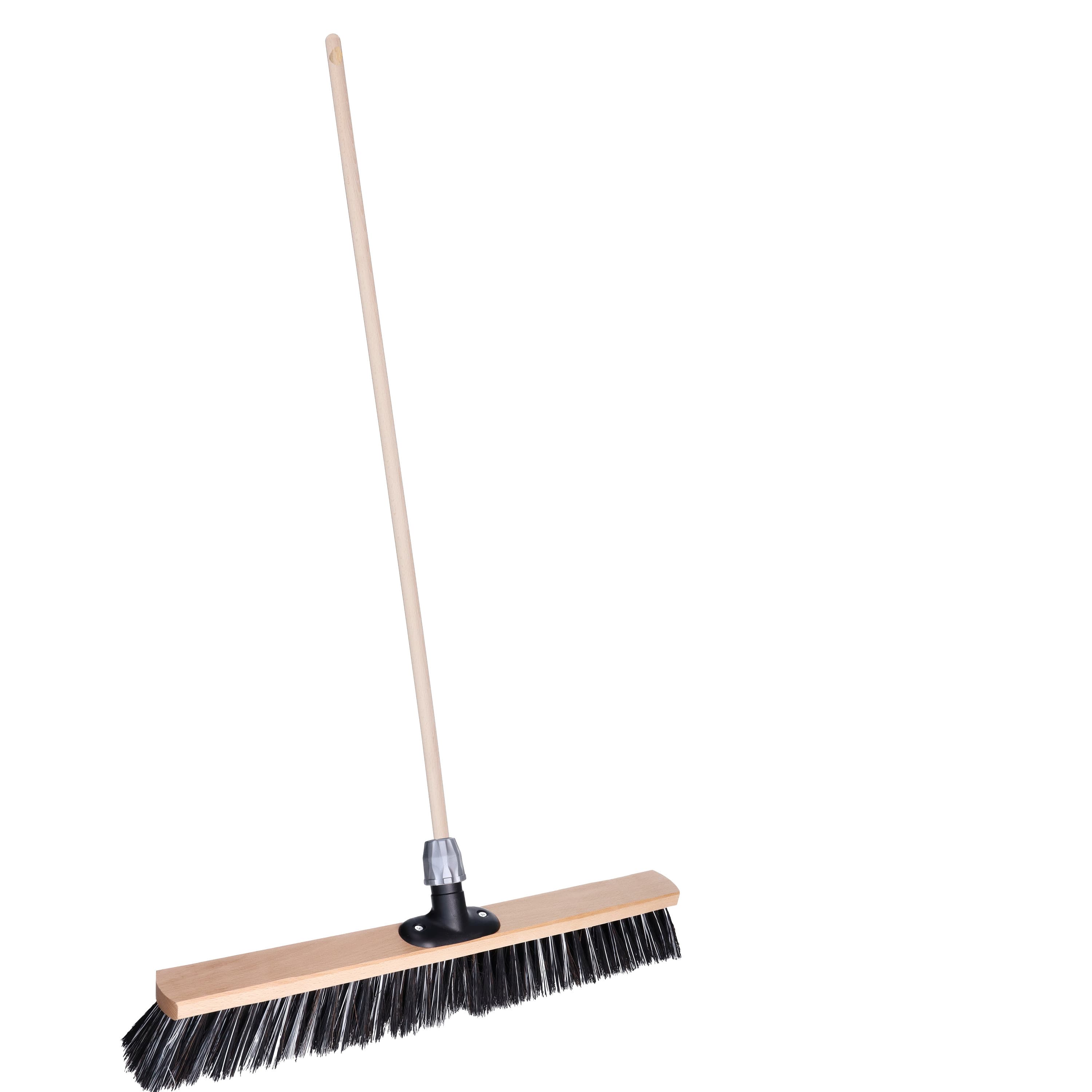 Brumag Buiten of tuin bezem Robby - Harde kop van 60 cm - Houten steel 120 cm - Met steelhouder -