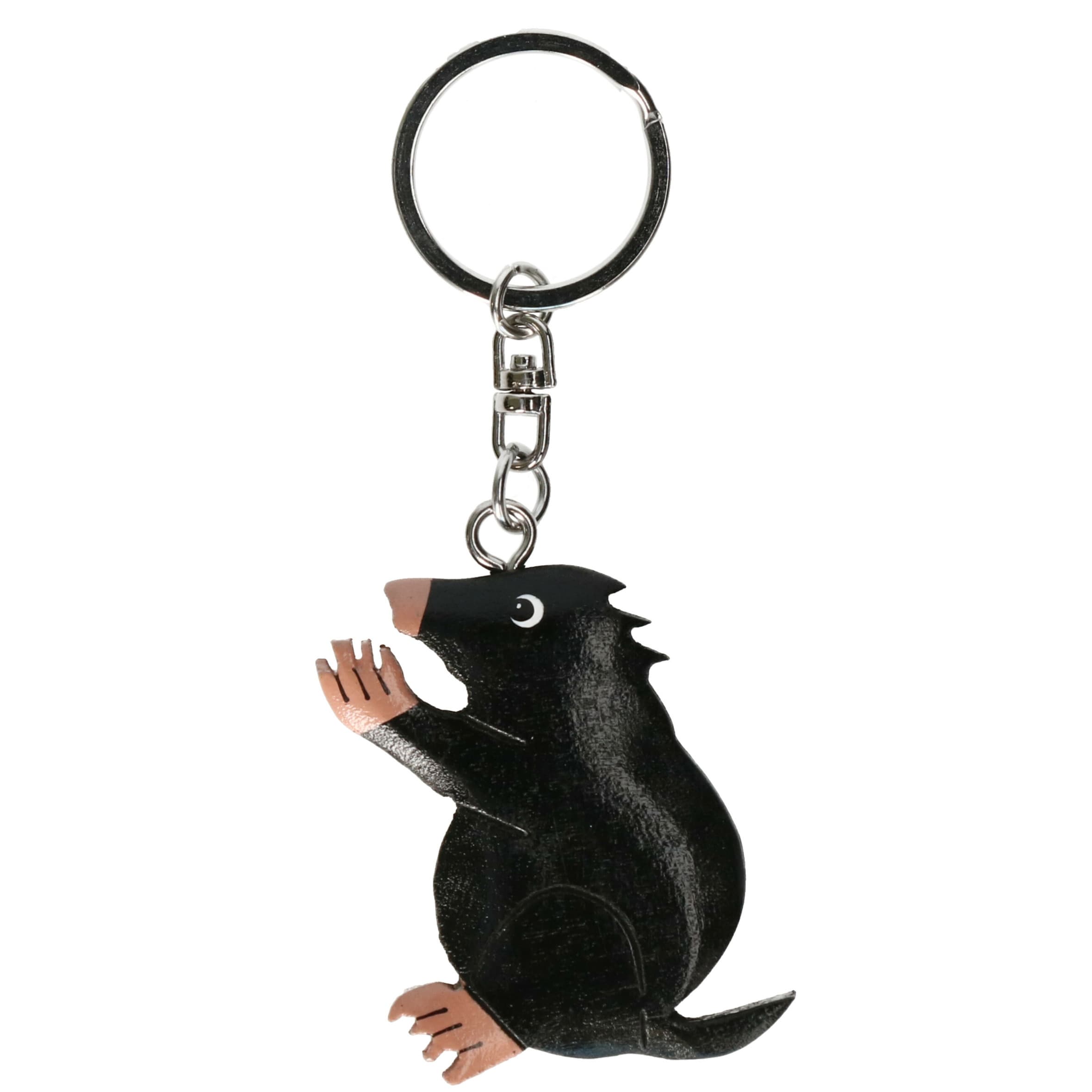 Houten mol sleutelhanger - 5 cm - Dieren - Mollen/Molletjes