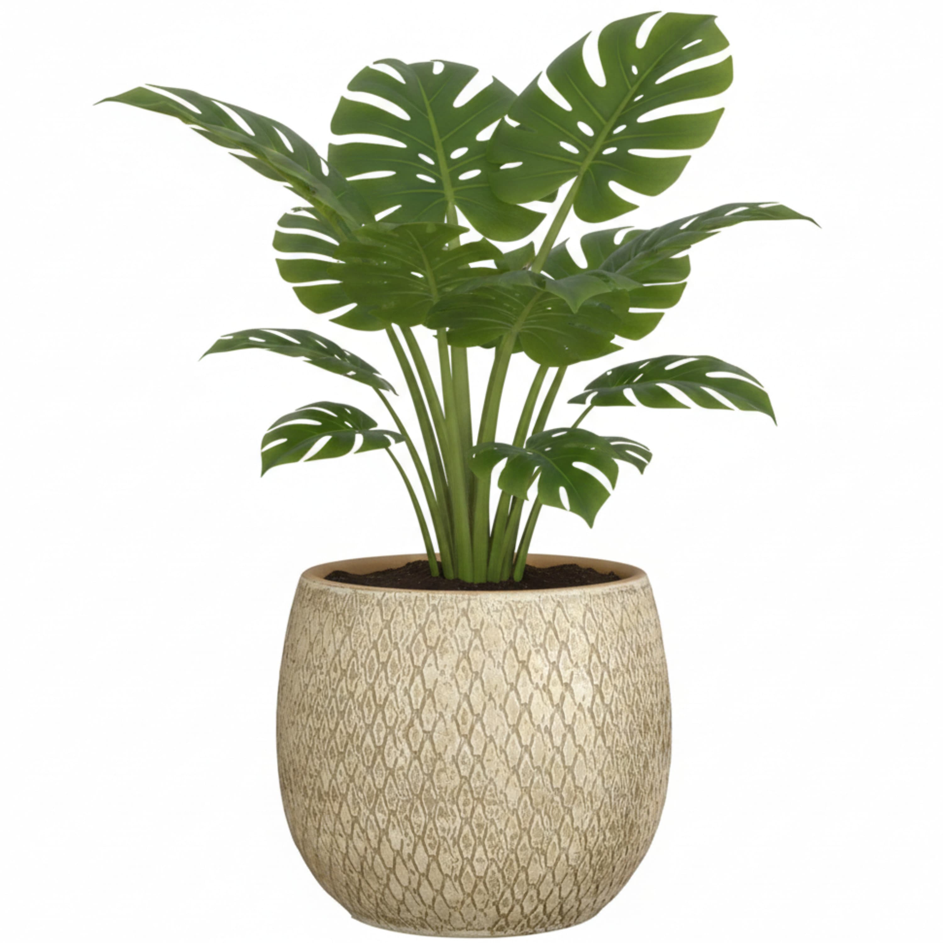 Mica decorations Bloempot / plantenpot Madeira - creme - 23 x 23 cm -
