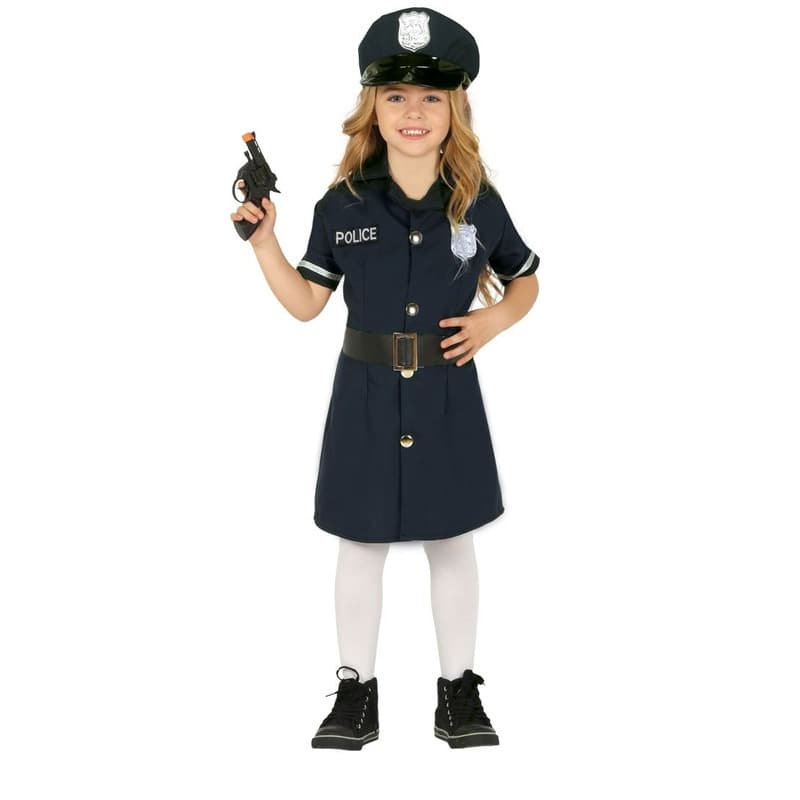 Politie agente verkleed set - 3-delig - voor meisjes - carnaval 5-6 jaar (110-116) -