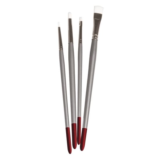 Rayher hobby Textielverf penselen/kwasten - set van 4x stuks - diverse diktes - platte/ronde kop