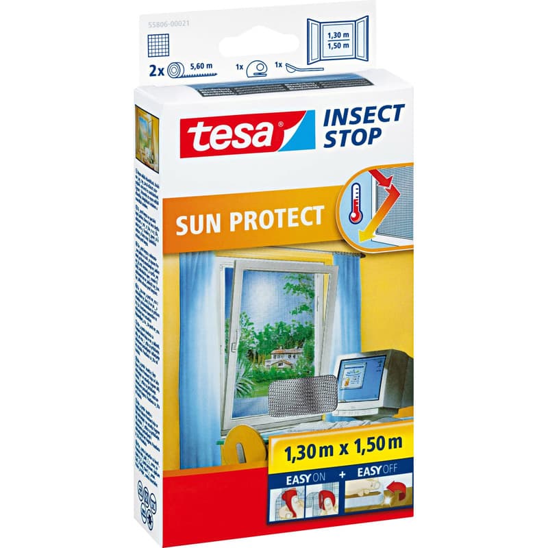 Tesa Vliegenhor raam - 2x - 130x150 cm - insectenhor - Easy-on
