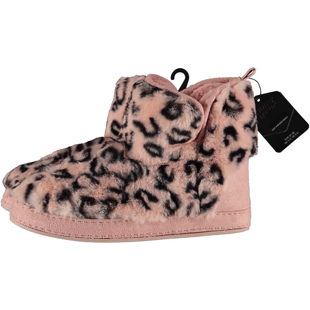Apollo Dames hoge pantoffels/sloffen luipaard print - roze - maat 37-38