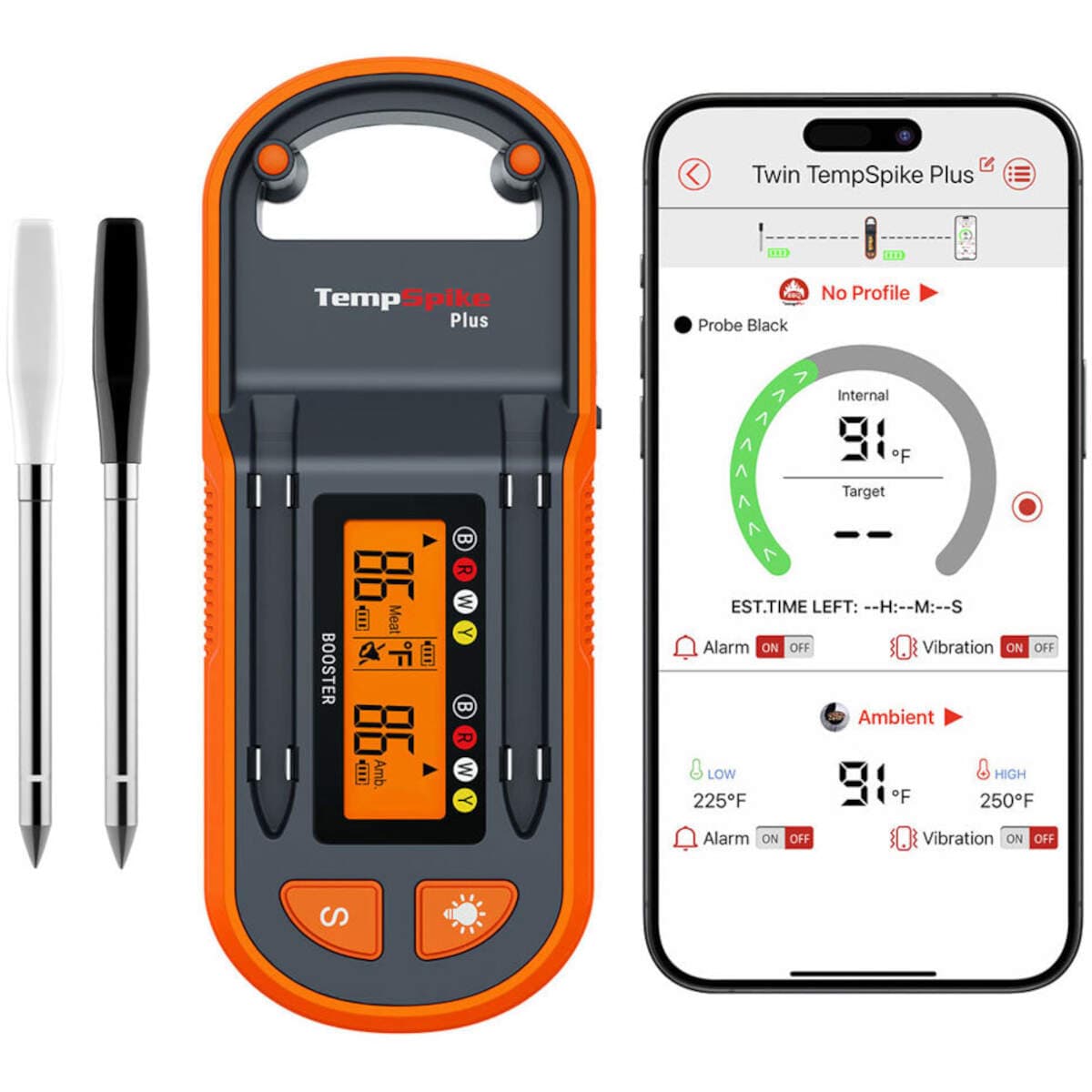 ThermoPro TP972 Twin TempSpike Plus 183-meter Bluetooth Draadloze Vlees Thermometer met Dubbele Sonde