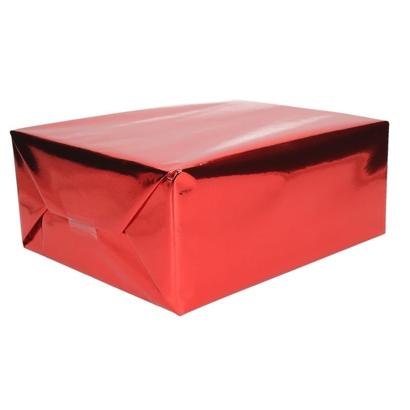 Inpakpapier - rol - 400 x 50 cm - metallic rood - cadeaupapier