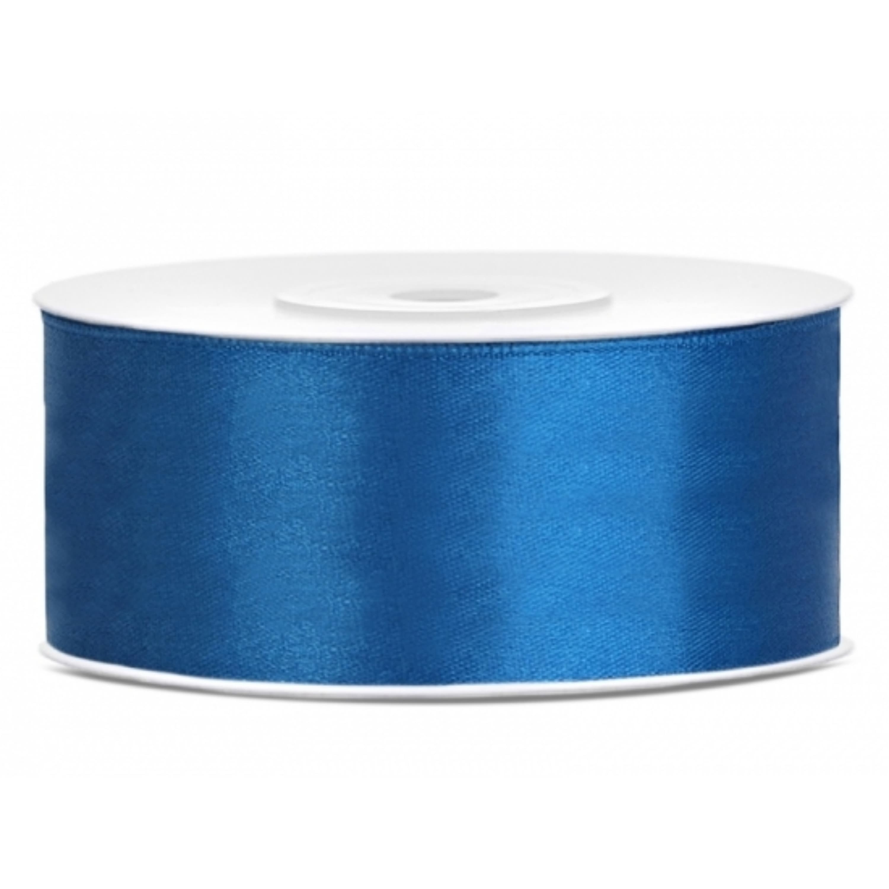 Partydeco Cadeaulint - blauw - 2,5 cm x 25 meter - satijn