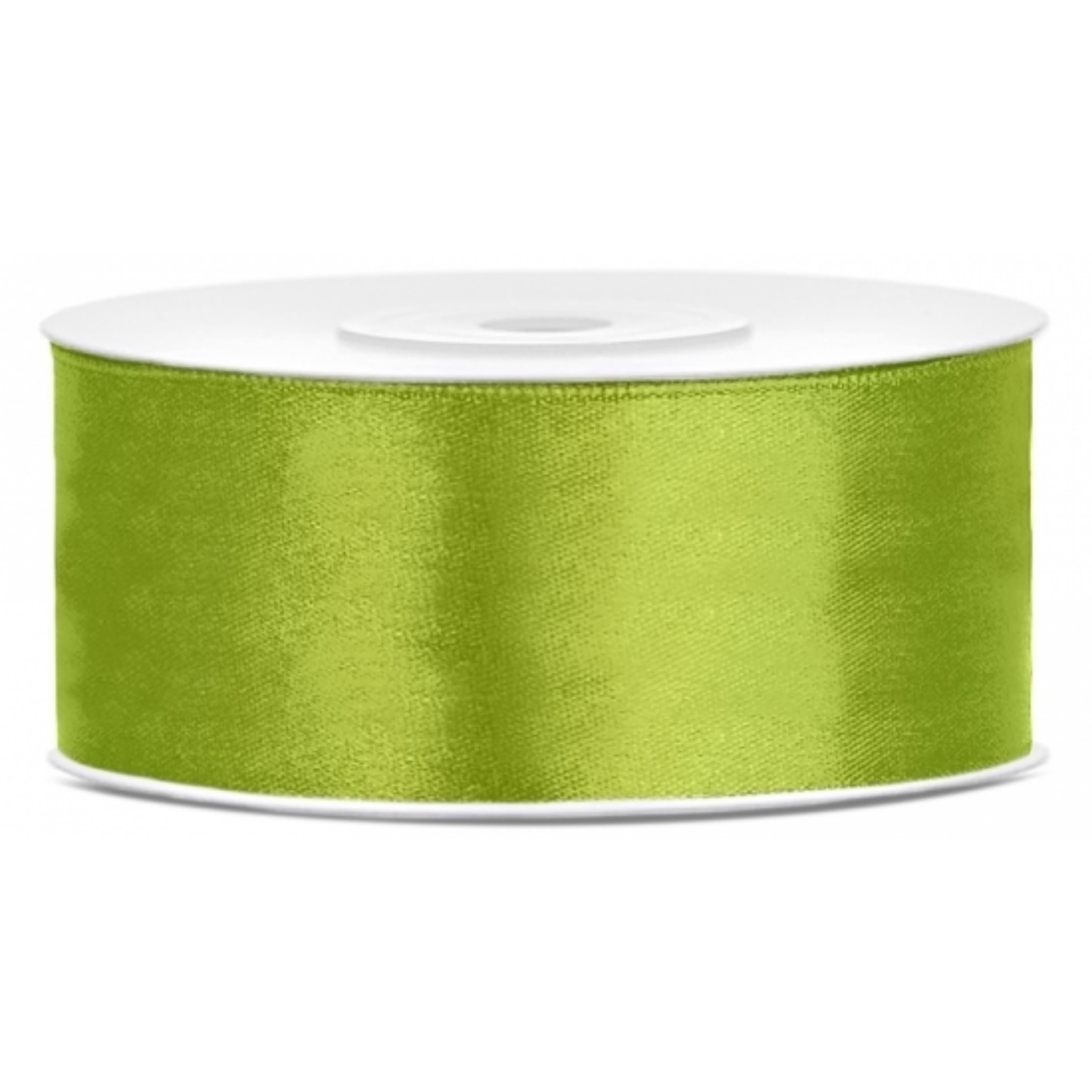 Partydeco Cadeaulint - groen - 2,5 cm x 25 meter - satijn