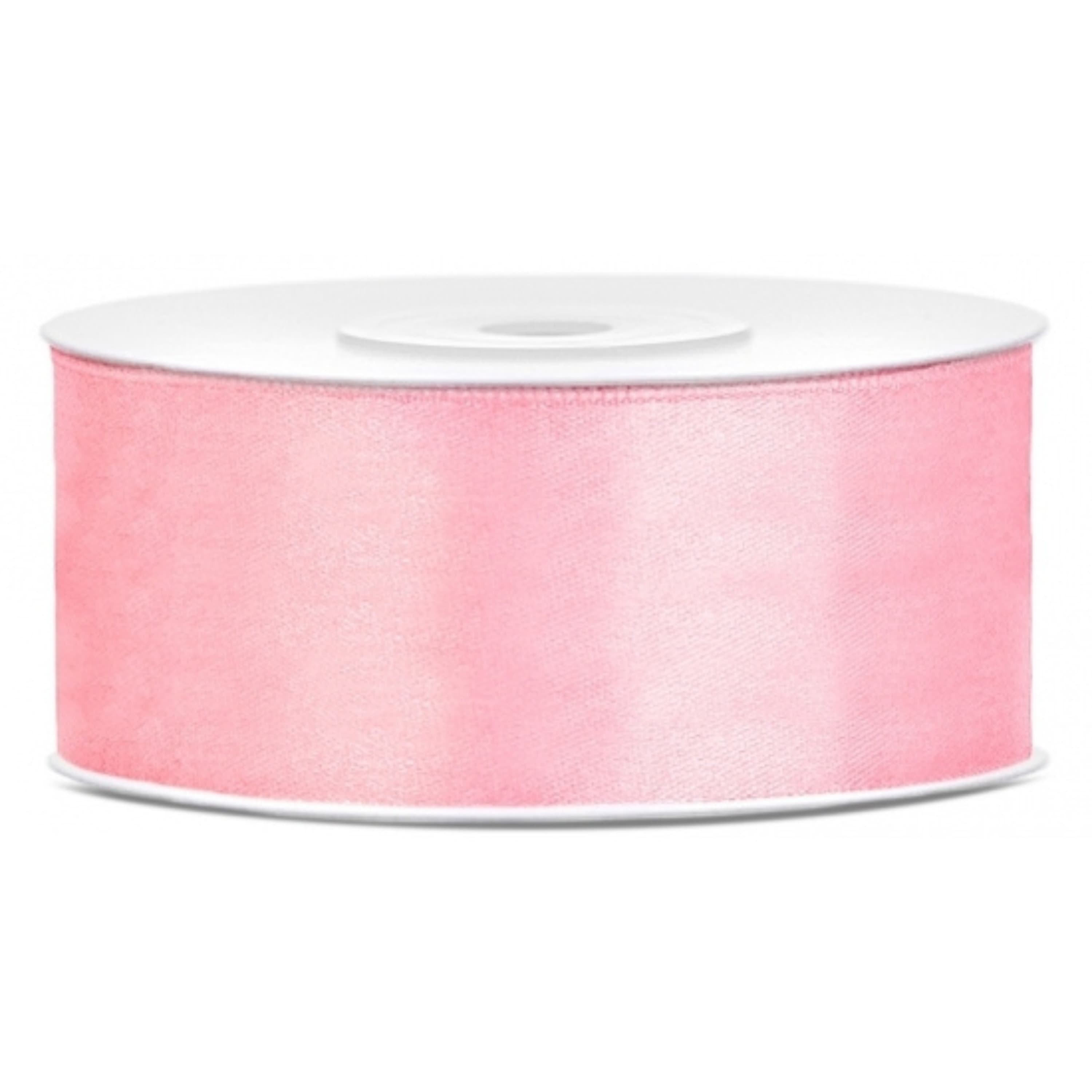 Partydeco Cadeaulint - lichtroze - 2,5 cm x 25 meter - satijn