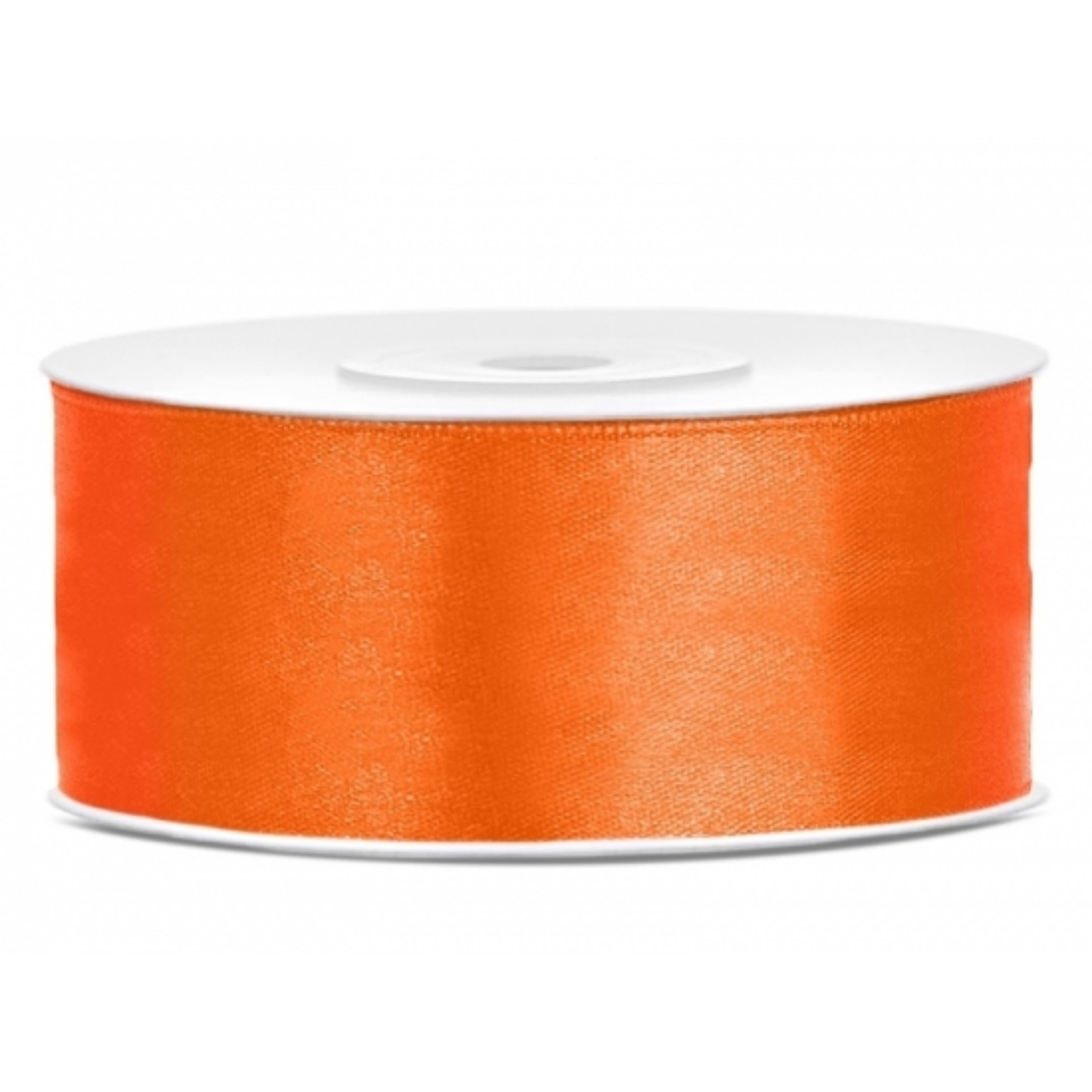 Partydeco Cadeaulint - oranje - 2,5 cm x 25 meter - satijn