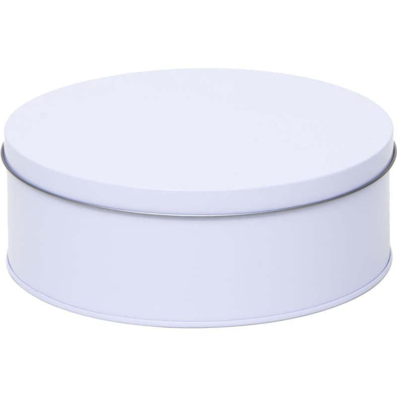 Rond koekblik opbergblik - wit - 18 x 7 cm - Snoeptrommel/koektrommel