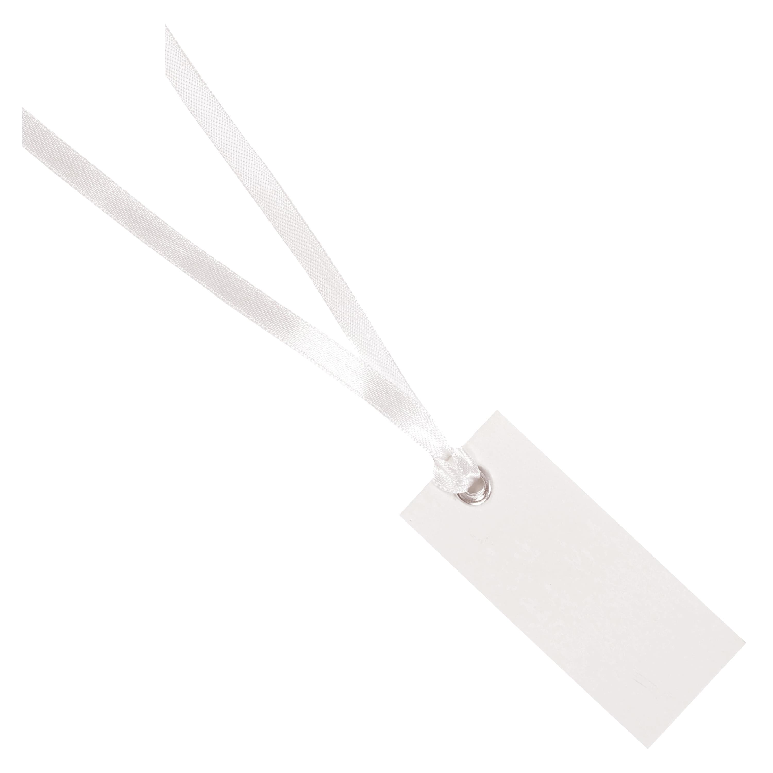 Santex cadeaulabels met lintje - 12x - wit - 3 x 7 cm