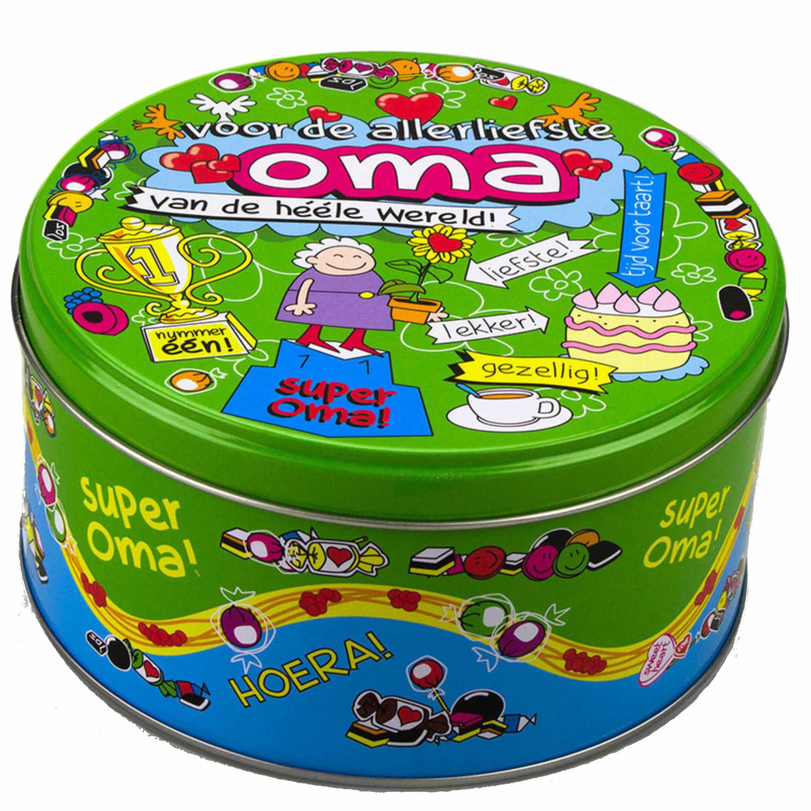 Voor de liefste Oma snoeptrommel/koektrommel - 14 x 7 cm - Oma cadeaus